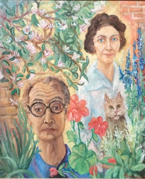 Heinz und Friedel Buchholz mit Katze im Garten